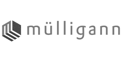 Mülligann logo with geometric cube icon