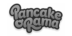 Pancake Mama logo in bold bubble lettering