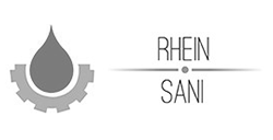 Rhein Sani logo with water droplet and gear